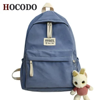 

HOCODO Fashion Canvas Backpack For Women Cotton Backpack Girl Shoulder Bag Cute Schoolbag For Teenager Girls Leisure Travel Bag