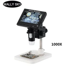 Best Offers 1000X 2.0MP 5.0MP Digital Microscope 4.3 Inch LCD Screen 8 LED USB Digital Electronic Microscope for PCB Repair Video Microscope
