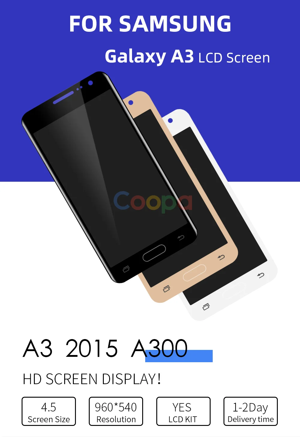 4," ЖК-дисплей для samsung Galaxy A3 A300 A300F A300M ЖК-дисплей сенсорный экран сборка яркость можно отрегулировать подходящую кнопку