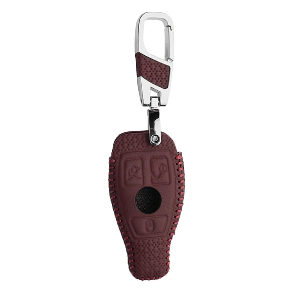 Wine red Чехол для ключей из натуральной кожи для Mercedes Benz W203 W210 W211 W124 W202 W204 W212 W176 AMG дистанционный чехол для ключей замена оболочки - Название цвета: Wine red
