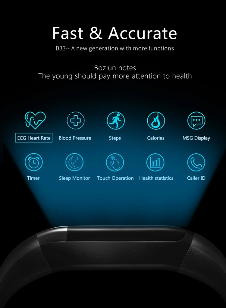 BOZLUN B33 Смарт Спорт Фитнес-трекеры для Bluetooth 4,0 Android IOS часы HeartRate браслет кровяного давления