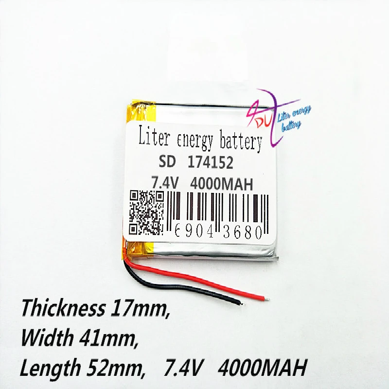 

174152 7.4V 4000mAH 175241 polymer lithium ion / Li-ion battery for tablet pc power bank gps dvd CAR DVR 174050
