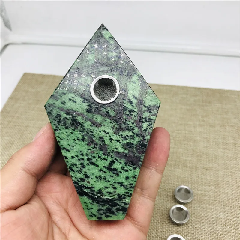 Natural Ruby Zoisite Quartz Crystal Cigarette holder Crystal Smoking Pipe Healing