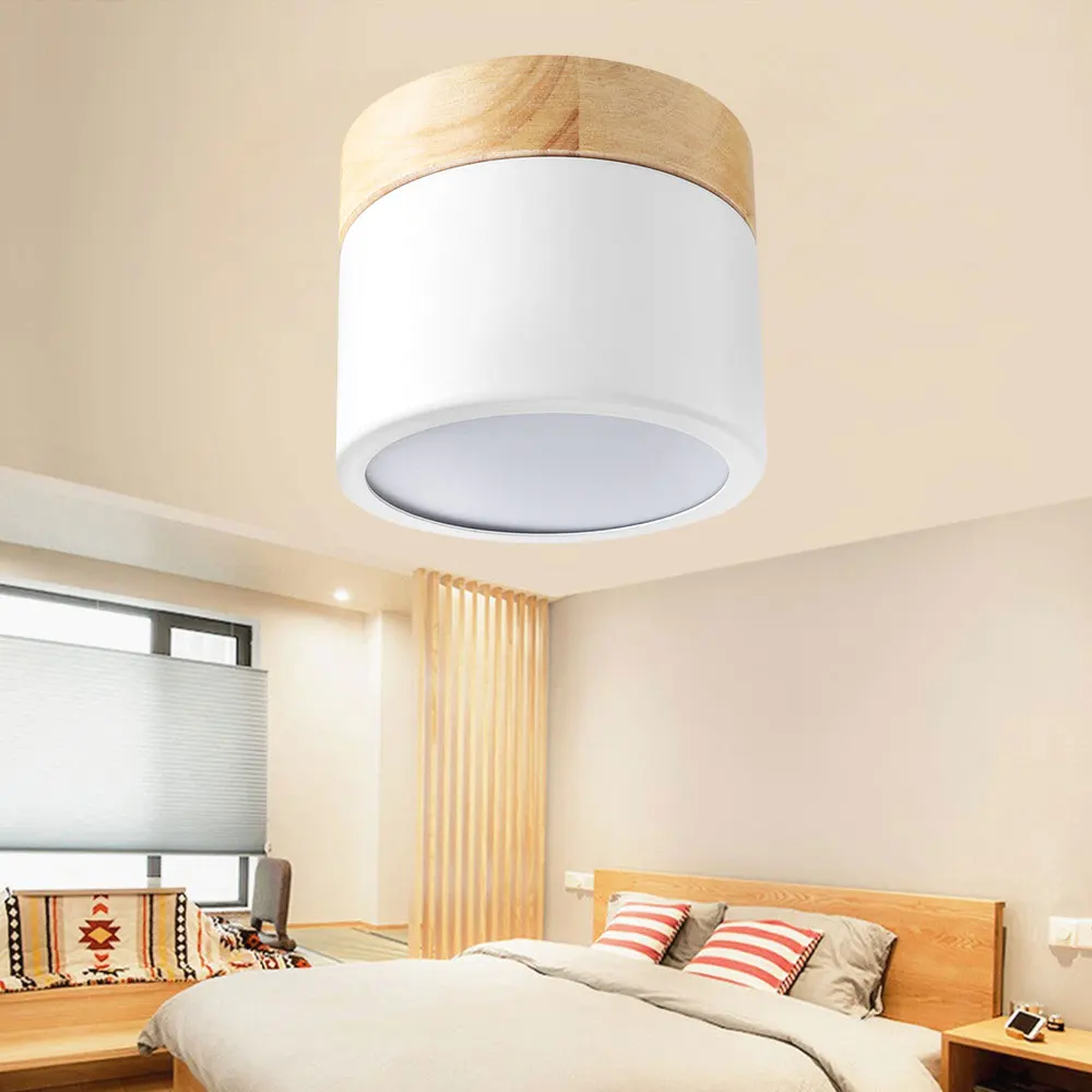 Креативный светодиодный потолочный Точечный светильник поверхностного монтажа AC 220V теплый белый/холодный белый деревянный потолочный светильник современные светильники