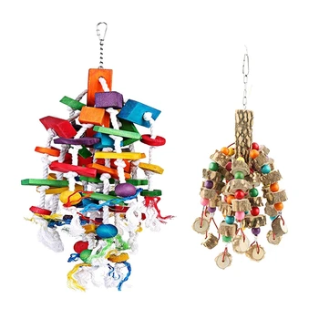 

1 Pcs Bird Chewing Toy Large Medium Parrot Cage Bite Toys & 1 Pcs Natural Wood Large Parrot Toy Educational Toy
