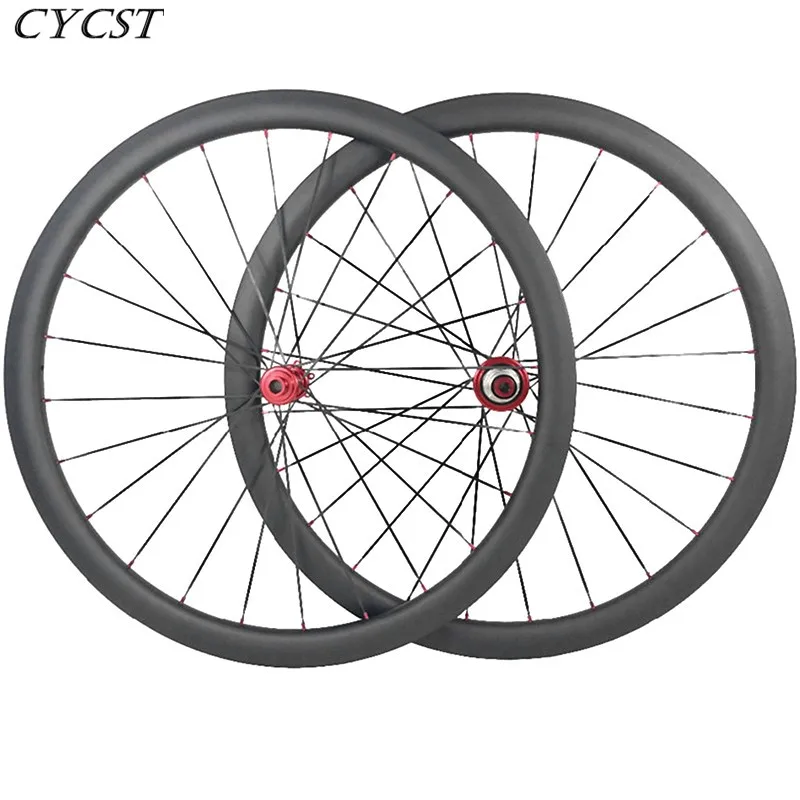 CYCST 700c 60 мм x 25 мм бескамерные карбоновые колеса дисковые тормоза cx32 ступицы 1420 Велосипедное колесо со спицами Углеродные дорожные колеса 1710 г UD 3K 24H