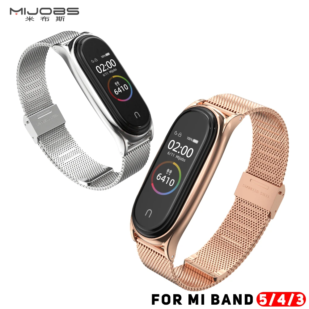 Ремешок для браслета Mi Band 5 6 4 3 из нержавеющей стали металлический без винтов Xiaomi