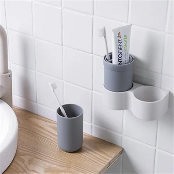 

Toothbrush Holder Wall Hanging Toothpaste Mouth Cup Waterproof Hanging Storage Shelf Kitchen Bathroom Organizers