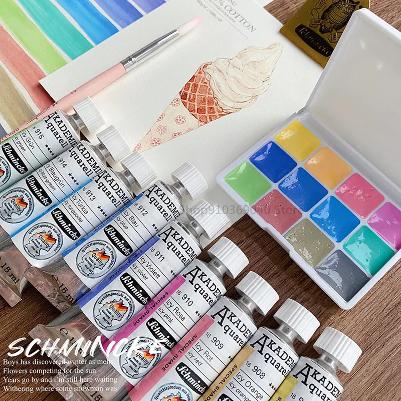 Schmincke Macaron Candy Color Watercolor 12 Colors 15ml Opaque College Grade Tubular Watercolor Paint Artist Painting Supplies watercolor painting set,watercolor paint,watercolor pigment