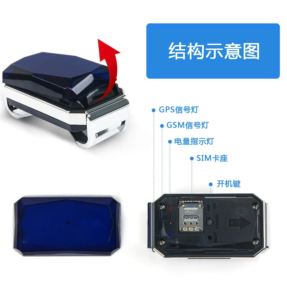 GPS Locator Smart Shatter-resistant Pet Locator Micro Locator Wireless Smart Tracking Device Waterproof Gemstone