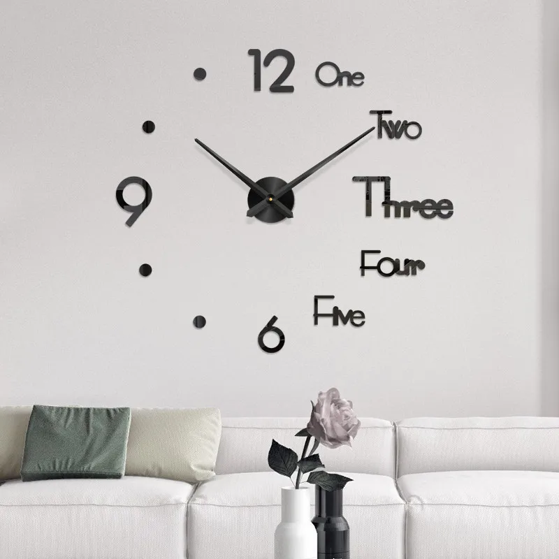 DIY Wall Clock 3D Mirror Surface Sticker Home Office Decor Clock Stickers Muraux Pour Enfants Chambres 40DEC2406