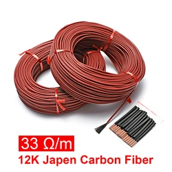 Low cost 10-100m 12K floor heating cable 33 ohm / M carbon fiber heating wire heating wire coil new floor heating hot wire