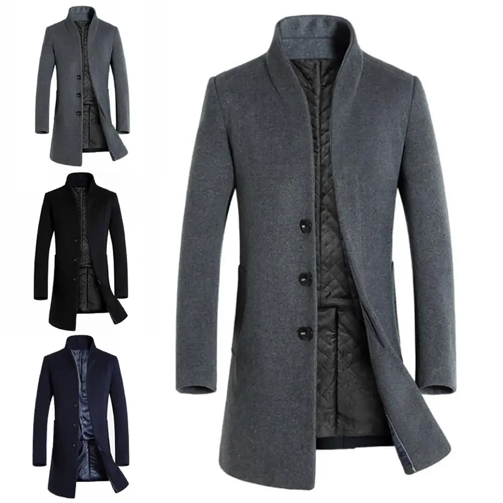 Thickened Men Coats Jackets Winter Warm Solid Color Woolen Trench Blends Slim Long Coat Outwear Overcoat mens Coats and Jacket Thickened Men Coats Jackets Winter Warm Solid Color Woolen Trench Blends Slim Long Coat Outwear Overcoat mens Coats and Jacket