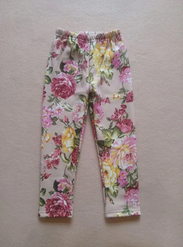 BIG SALE girl pu leather winter legging flower warm legging autumn winter thick trousers pants 3-10 years
