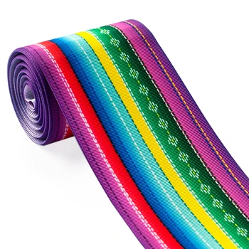 

NEW 3" 75mm colorful stripe ribbon pattern printed grosgrain Mexico ribbon