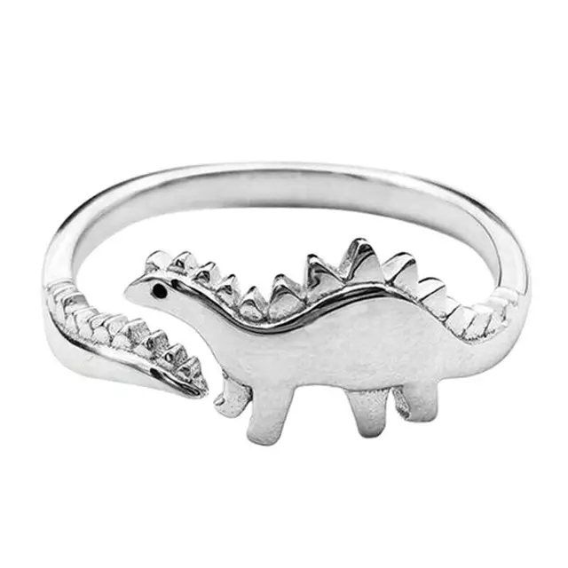 Ring Metal Silver Dragon Stegosaurus Jewelry Cute Animal Open Adjustable Rings Gift for Men Women Rings|Rings| - AliExpress