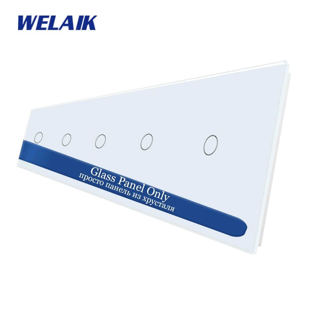 

WELAIK-1 Brand Free Shipping 5 Frame EU 5*1Gang European standard Crystal Glass Panel Only Not Touch Switch A591W1