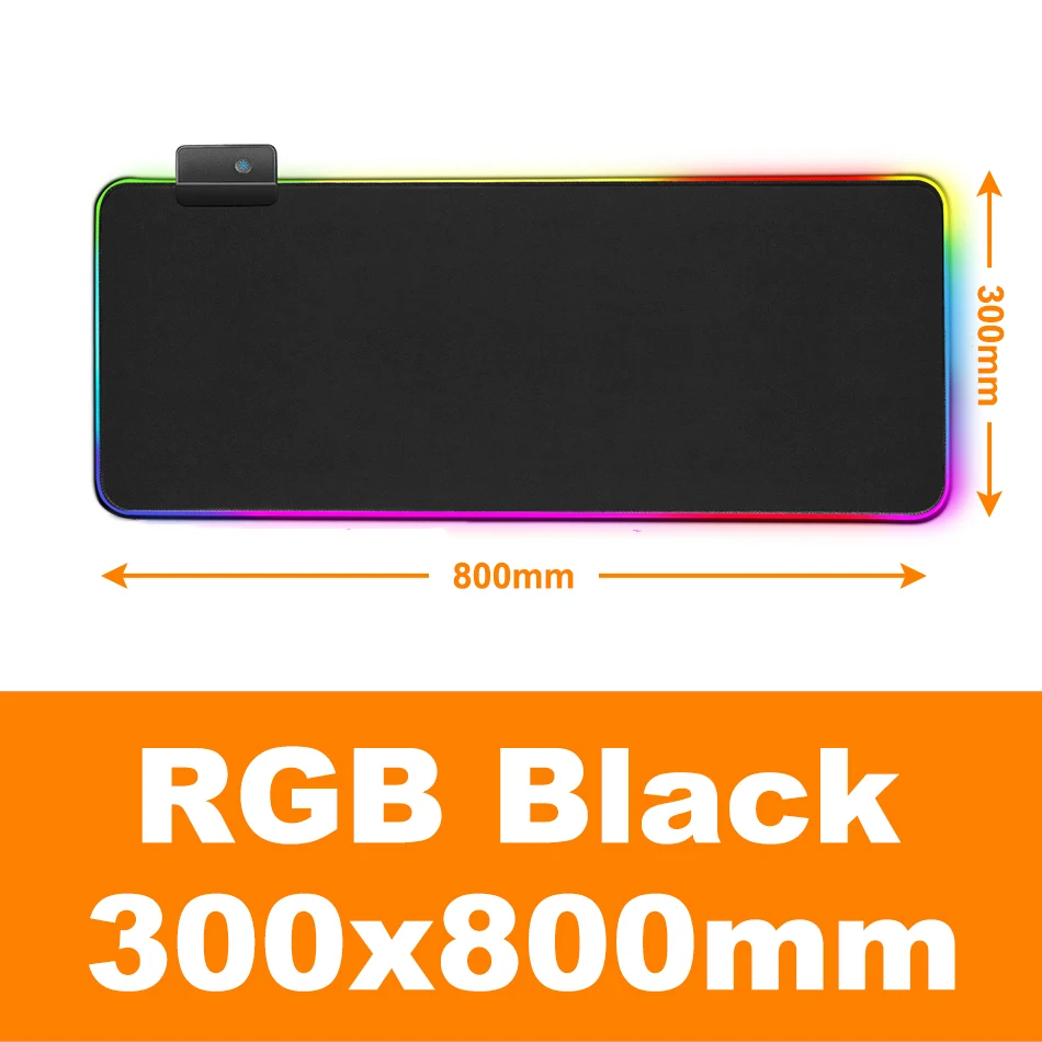 RGB Black 300x800 RGB коврик для мыши игровой коврик для мыши большой компьютерный коврик для мыши геймер XXL коврик для мыши с подсветкой Mause Pad 900x400 поверхность клавиатуры Настольный коврик - Цвет: RGB Black 300x800