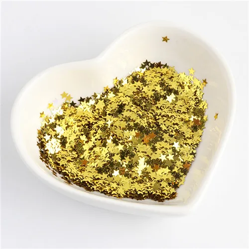light gold Экологичный ПЭТ 3 мм ультратонкая звезда блестка для ногтей Смешанная голографическая Лазерная Серебряная блестящая пайетки для рукоделия украшения ногтей 8 г - Цвет: light gold