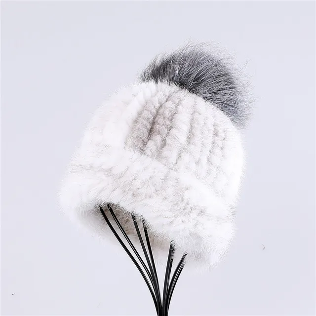 Berretti a cuffia in vera pelliccia di visone invernale da donna cappellini  in vera pelliccia con Pom Pom in pelliccia di volpe|Women's Skullies \u0026  Beanies| - AliExpress