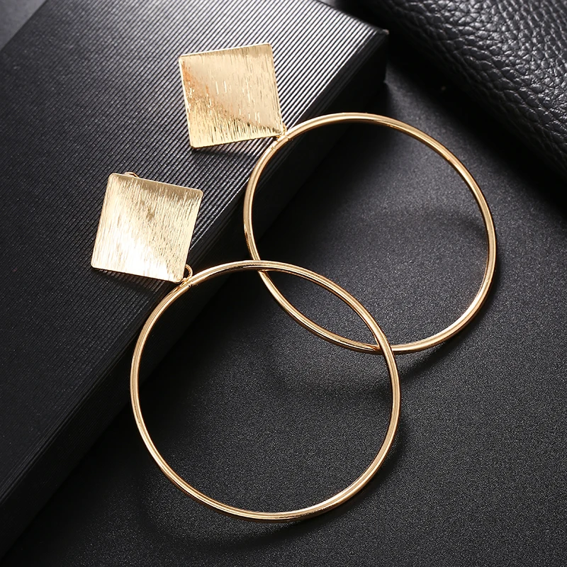 Ear Clip Earrings Fashion Geometric Round Clip on No Pierced Metal Simple Big For Women Party Minimalist ear clip earrings,clip earrings,ear clip