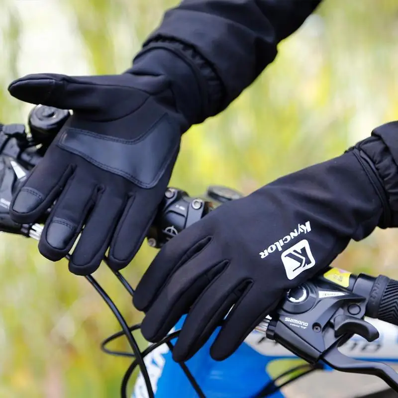 Зимние велосипедные перчатки классические нежные текстуры Зимние перчатки для сенсорного экрана светоотражающие полосы противоскользящие водонепроницаемые перчатки черные