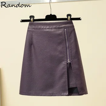 

Plus Size Pu Leather Black Purple Sexy Mini Skirt Women Winter 2020 High Waist Zipper Casual Party Bodycon Elegant Skirts Chic