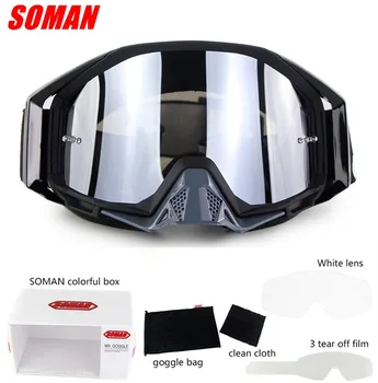 

3 PCS Films+Extra Clear Lens SM13 Multi color Motocross off-road Goggles Helmet Sunglasses Motorcycle Glasses free shipping