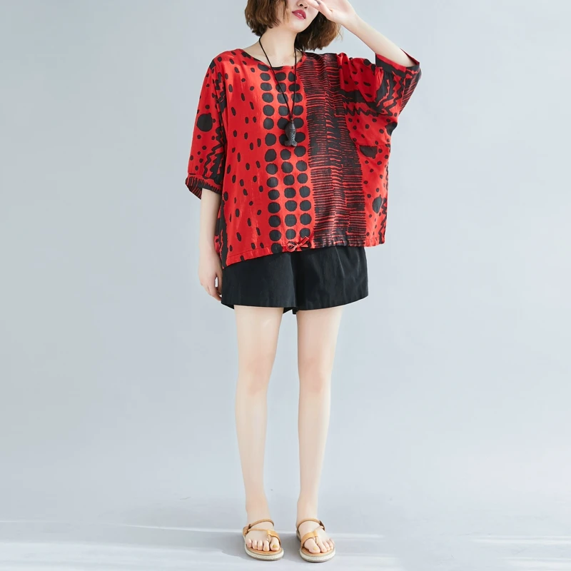 Хорошее качество, женская одежда, новинка, blusas feminina, весна-лето, стиль, корейский топ в горошек, с принтом, свободная футболка для женщин K0531