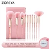 ZOREYA 10PCS Pink Crystal Foundation Makeup Brush Concealer Blusher Make Up Brush Set Super Soft Synthetic Hair Cosmetic Tools ► Photo 1/6