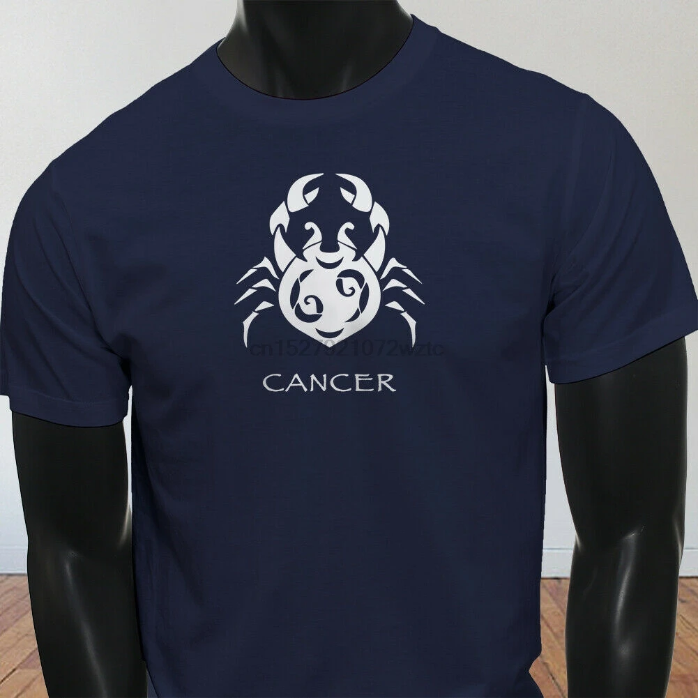 Water Moon Ruby Zodiac Cancer White Crab Astrological Sign Mens Navy T-Shirt |