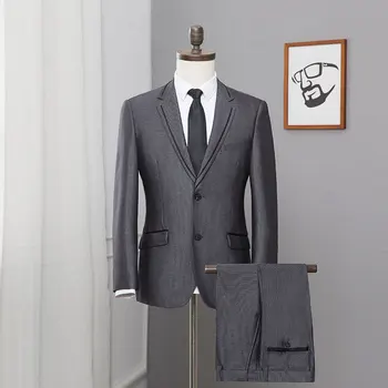 

Groom Suit Male England Slim Fit Hairstyle Teacher Suit Suit Male Gray Suit Two-piece Set Occupation Positive Season