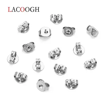 

100pcs/lot 4.5x5mm Stainless Steel Nut Clutch Stud Earrings Posts & Backs Fittings Ear Stoppers For DIY Jewelry Making Findings