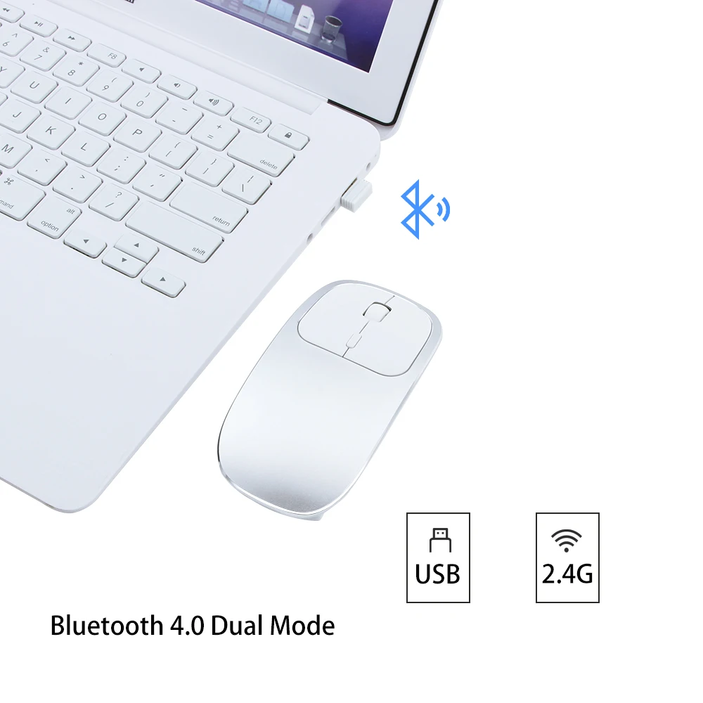 Беспроводная Bluetooth Бесшумная перезаряжаемая ультра тонкая компьютерная мышь, бесшумная Портативная оптическая 3D USB мышь для Macbook PC Latop