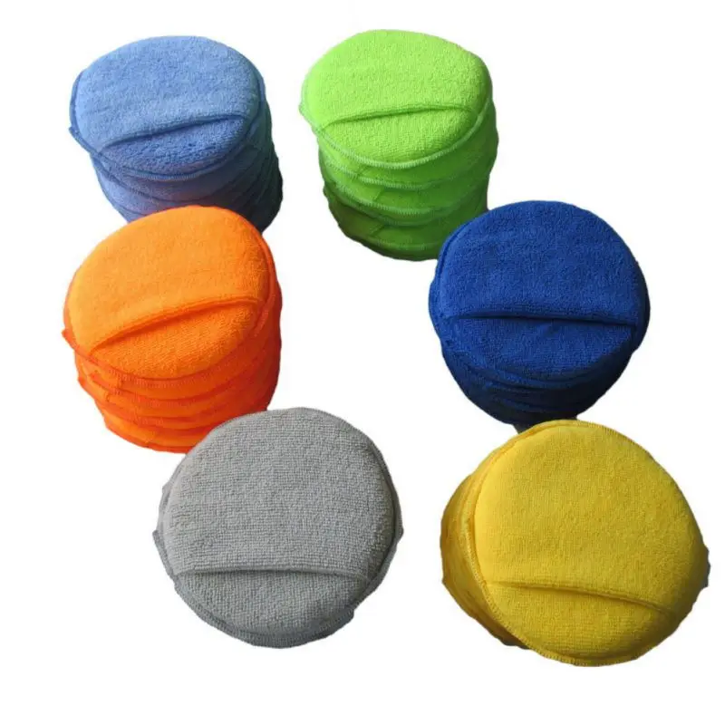 Car Sponge Polish Pad Waxing Foam Sponge Round High Density Round Car Wax Sponge Microfiber Car Wash Cleaning Sponge Cloth