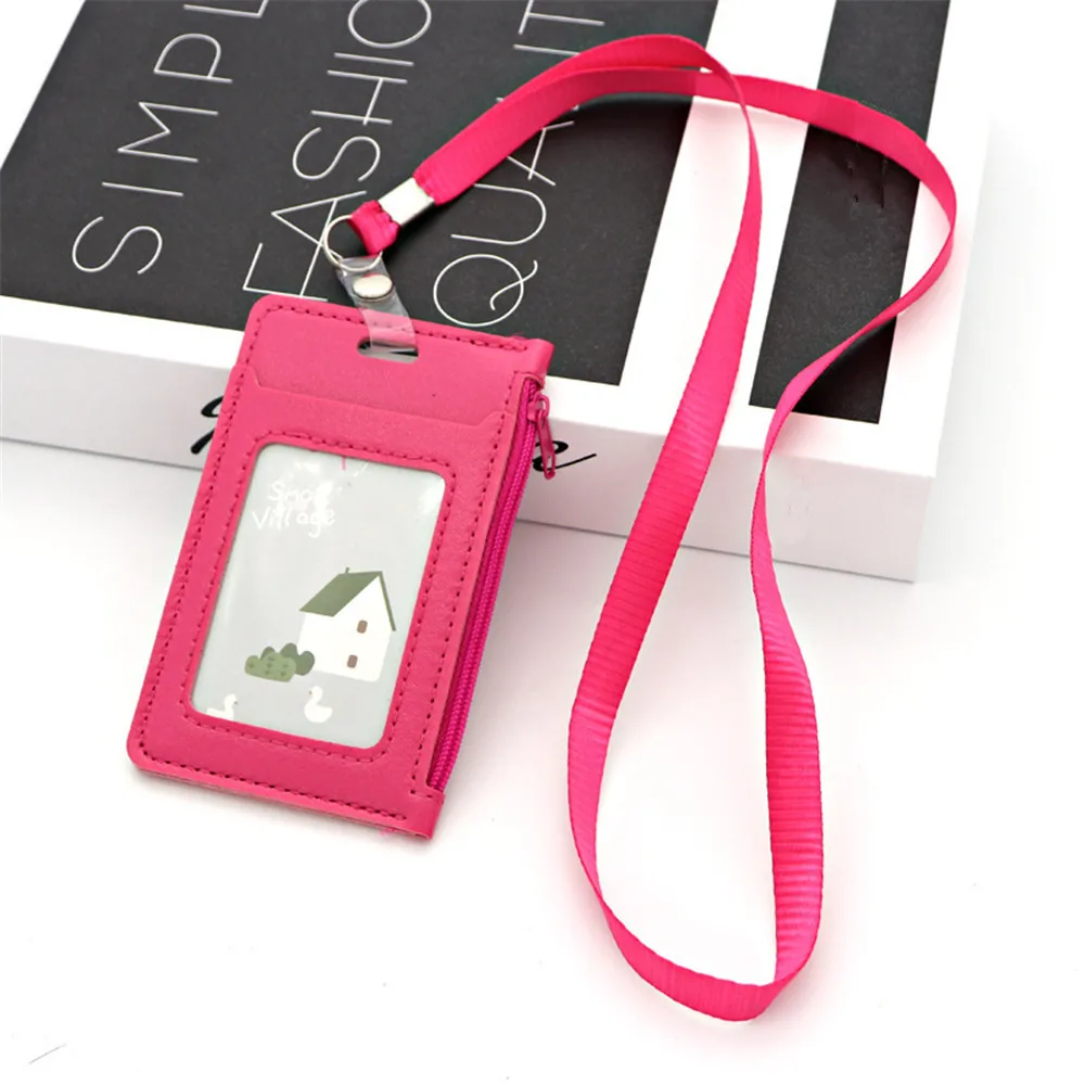 Unisex Pu Leather Id Credit Bank Card Holder Kids Students Bus Card Case Lanyard Male Visit Door Identity Badge Cards Cover wallet card holder,card holder,credit card holder,card wallet,id card holder,id card case,wallet card bag,document card wallet
