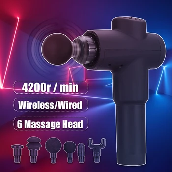 

4200r/min Therapy Massage Guns 6 Speeds Muscle Massager Pain Sport Massage Machine Relax Body Slimming Relief With 6 Heads