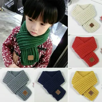 

UK Fashion 100-135cm Children Winter Warm Scarf Boys Girls Knitted Collar Scarf