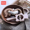 1Set Baby Toys Music Rattle Wood Crochet Bead Bracelet Wooden Rodent Chew Play Gym Montessori Baby Teether Products Newborn Gift 4