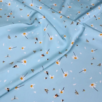 

50cmx138cm Small Flower Printing Stretch Satin Mulberry Silk Dress Fabric