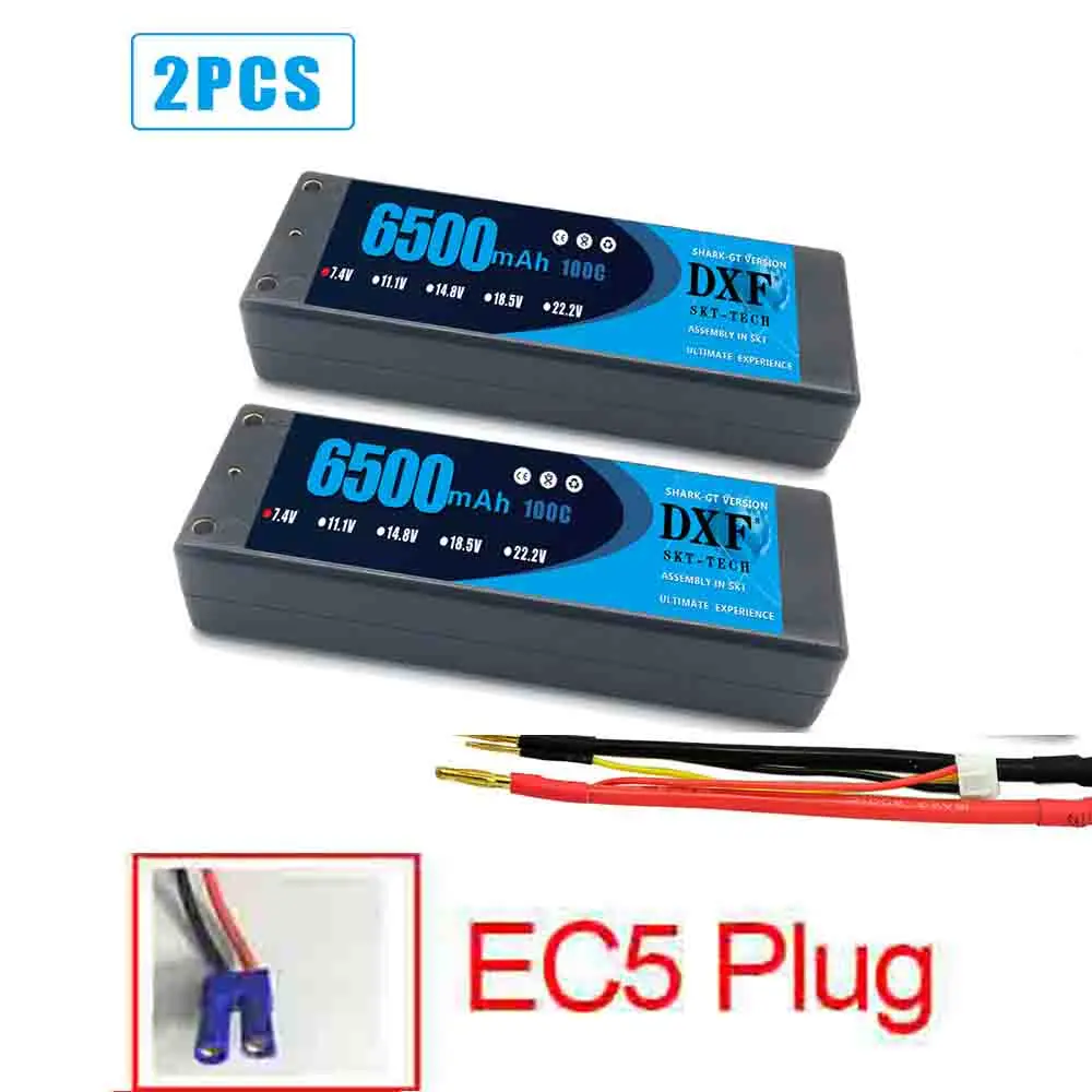 2 шт DXF RC батарея Lipo 2S 7,4 V 6500mah 100C 200C 4,0mm Hardcase для автомобиля Slash 4X4