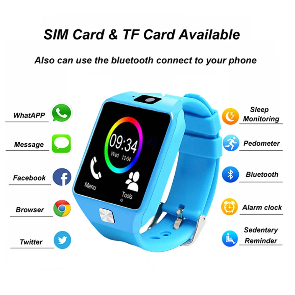 Детские Смарт часы телефон gps SIM карта детский SOS Вызов локатор экран камеры
