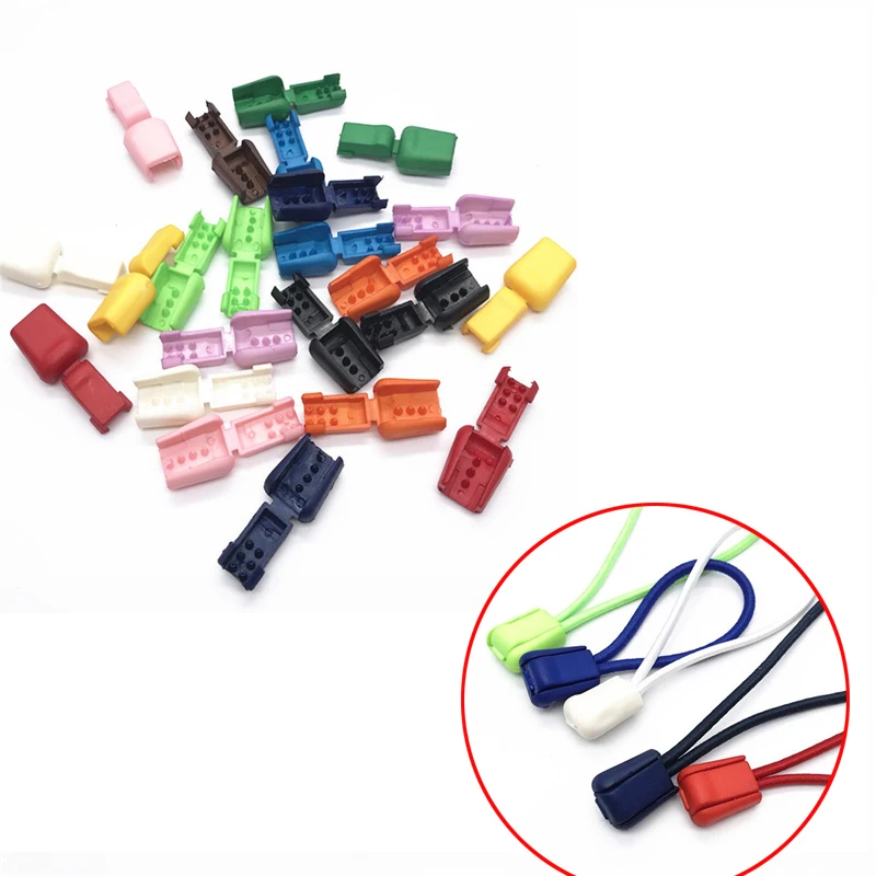 10 50Pcs 17mm Cord Lock Ends Rope Buckle Zipper Pull Stopper Zip Clips