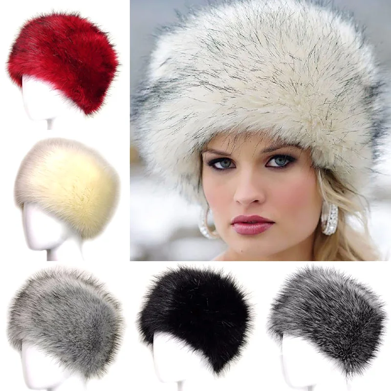 Russian Hat for Women Faux Fox Fur Hat Winter Female Outdoor Warm Beanie Fluffy Hat Snow Bucket Cap 5 Colors Ushanka Fashion 1