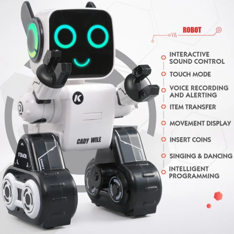 PRANITE Robot Juguete Teledirigido Con Expresión LED, Grabación, Música Y Tacto, Recargable, Perro Robot Interactivo, Regalo Para Niños Y Niñas