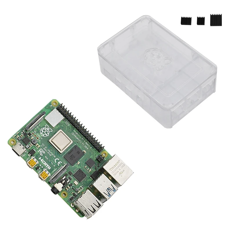Для Raspberry Pi 4 Модель B 4G ram ABS чехол с черными радиаторами Поддержка 2,4/5,0 ГГц wifi Bluetooth 5,0 для RPI 4 DIY Kit