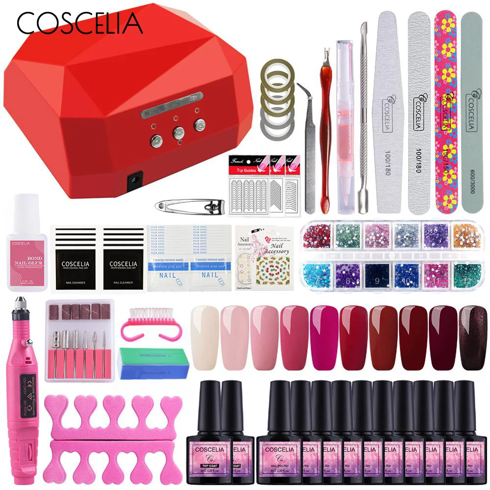 

COSCELIA 36W UV LED Lamp Gel Nail Polish Tools For Manicure Set For Nails Art Gel Polish All For Manicure Nail Kits
