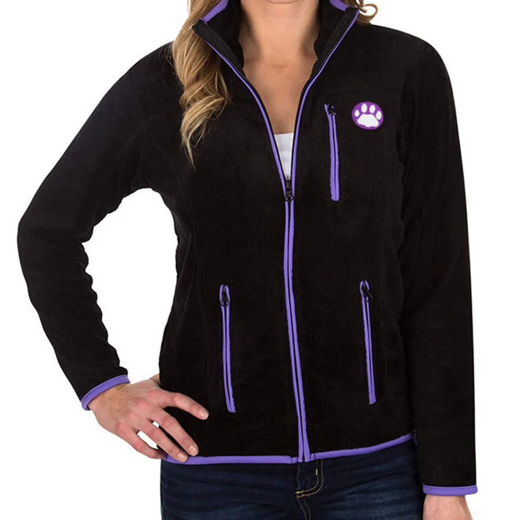 

2019 Cat Foot Print Hoodies Women Zip Up Long Sleeve Causal Zipper Female Sweatshirts Outwear Coats Poleron Mujer