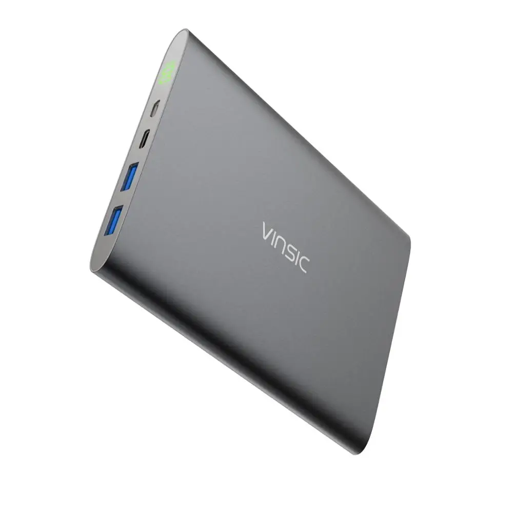 Зарядное устройство Vinsic 20000 мАч с двумя портами USB Smart Charging battery Pack USB C портативное зарядное устройство для samsung - Цвет: gray