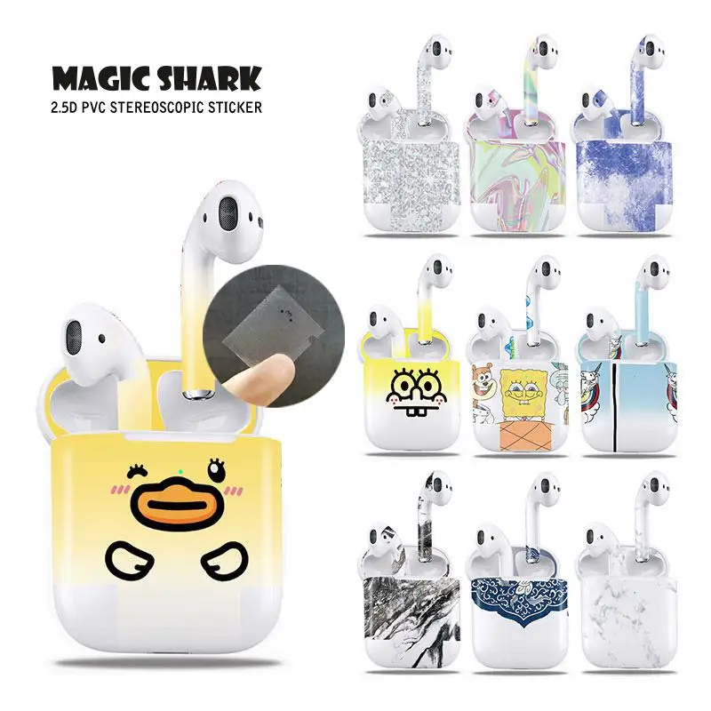 Прозрачный чехол наклейка Magic Shark Little Duck SpongeBob Panda Stone Китай пленка для Apple Airpods2 Airpods